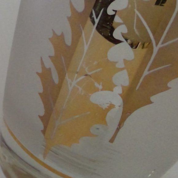 Vintage MCM Libbey Gold Foliage frosted leaf pattern glasses - Picture 12 of 12